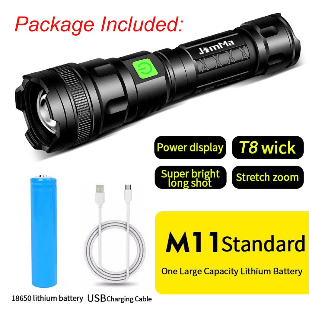 W844 Double Head Flashlight Portable Camping Rechargeable Powerful Spotlight Flashlight Outdoor Emergency Power Searchlight