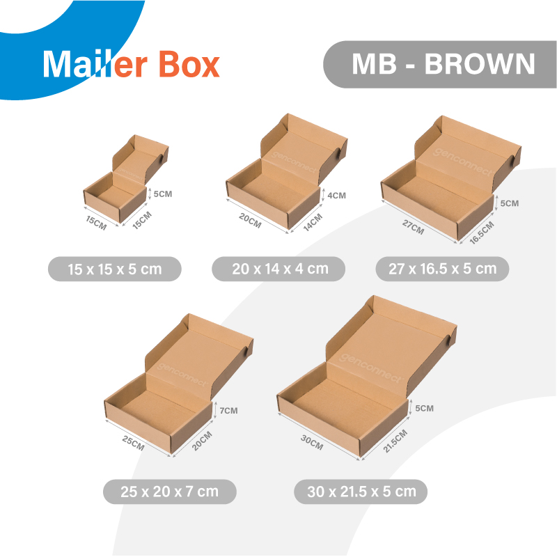 Kraft Mailing Box - Mailer Box Carton box for gift aeroplane box. Exclusive Colour in 5 sizes. 3 colors.