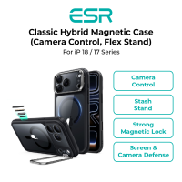 ESR iPhone 18 / 17 / 16 / 15 Pro Max / Pro / Plus / Air Series Classic Hybrid MagSafe Case with Camera Control and Stash Stand. Clear case with magnetic screen and camera protection and adjustable stand.