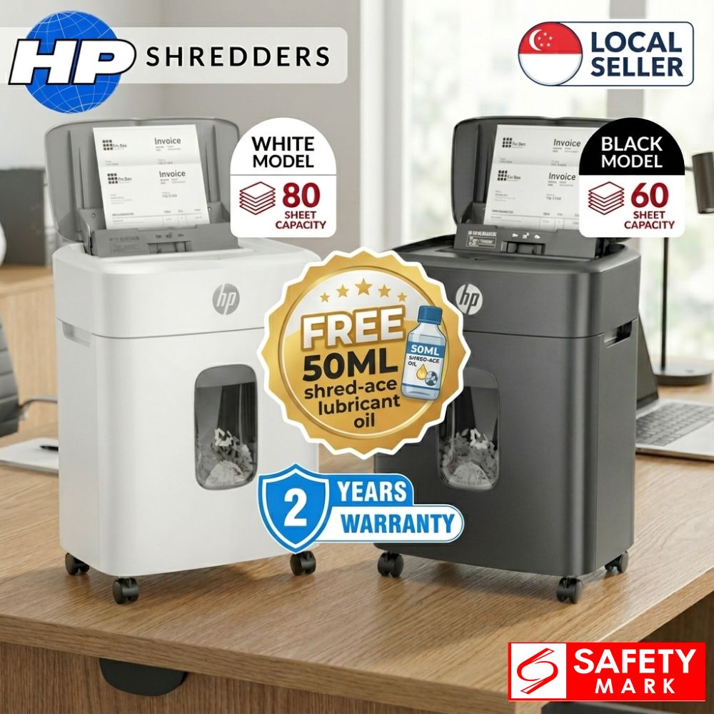 HP High-Security Dual Slot 60/80 Sheet Cross-Cut Paper/CD/Card Shredder + 50ml Oil 2-Year Warranty
