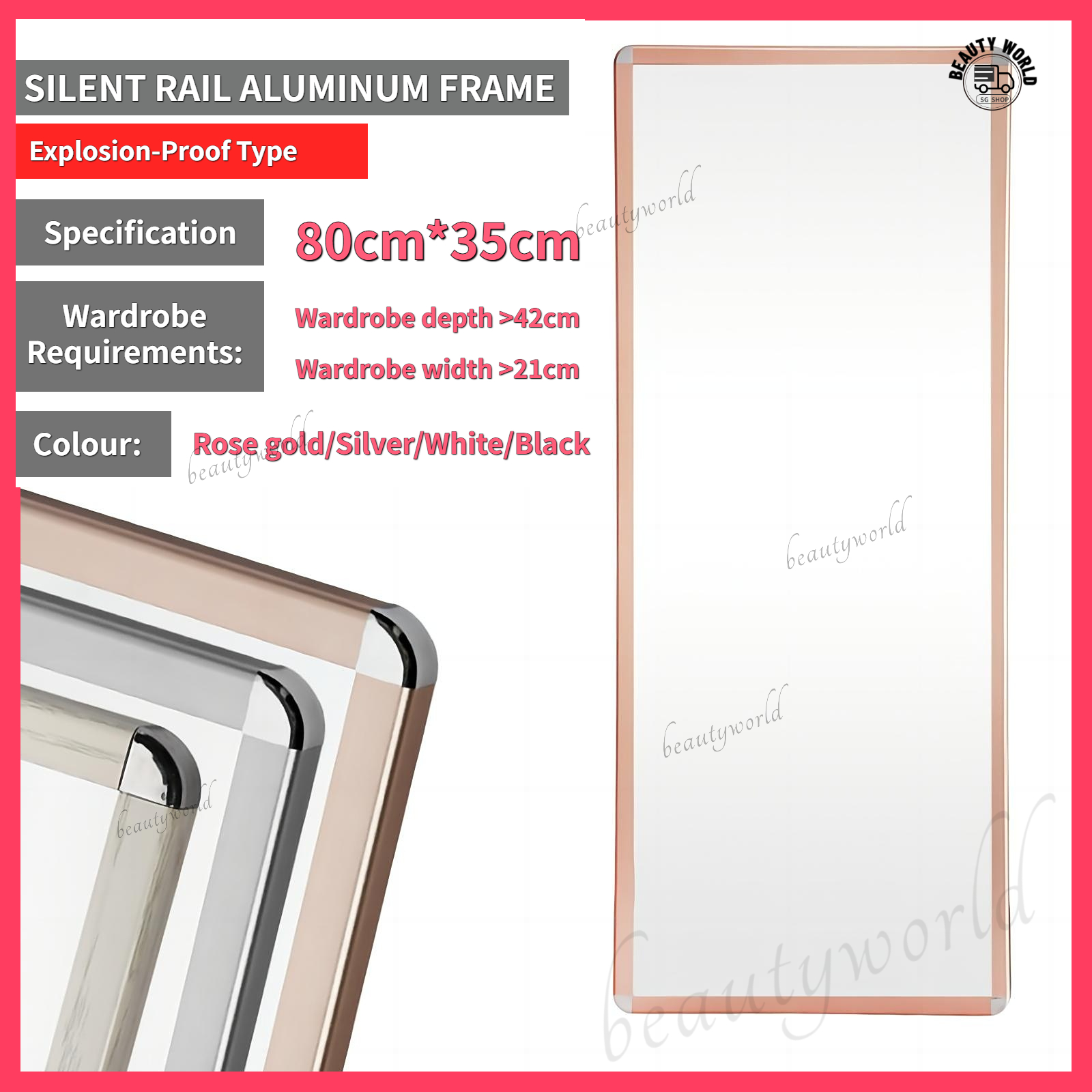 Wardrobe Mirror Dressing Mirror Closet Sliding 270° Rotating Long Full Body Mirror Wardrobe Built-in