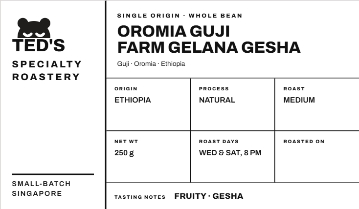 Ethiopia Oromia Guji Farm Gelana Natural Gesha Coffee Beans (Medium Roast, Fruit