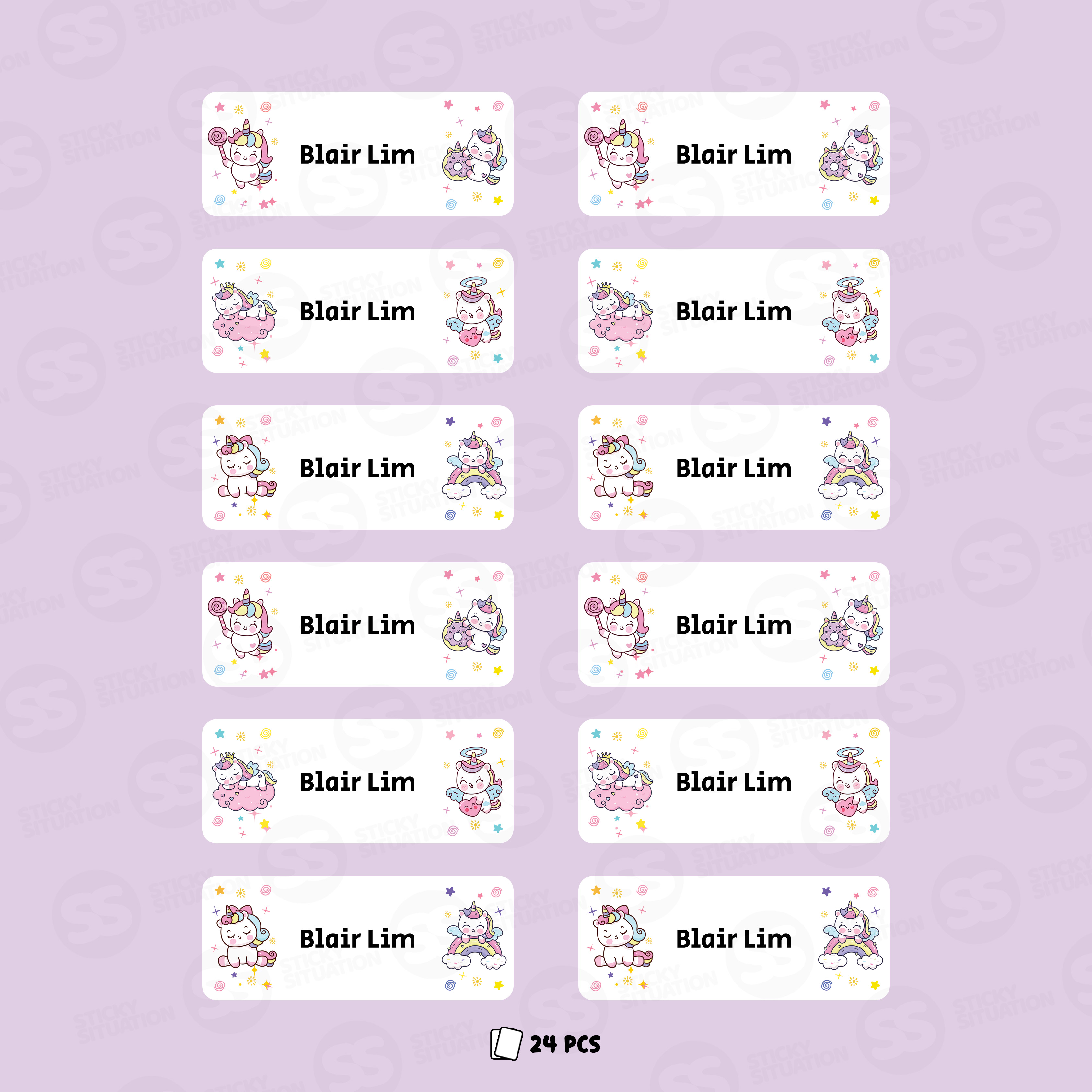 Custom Kids Name Labels Large – Personalized Waterproof Cartoon School Stickers