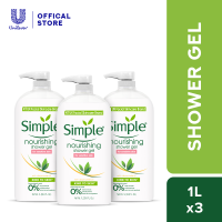 Simple Kind To Skin Nourishing Shower Gel 1L for Sensitive Skin with Chamomile Oil