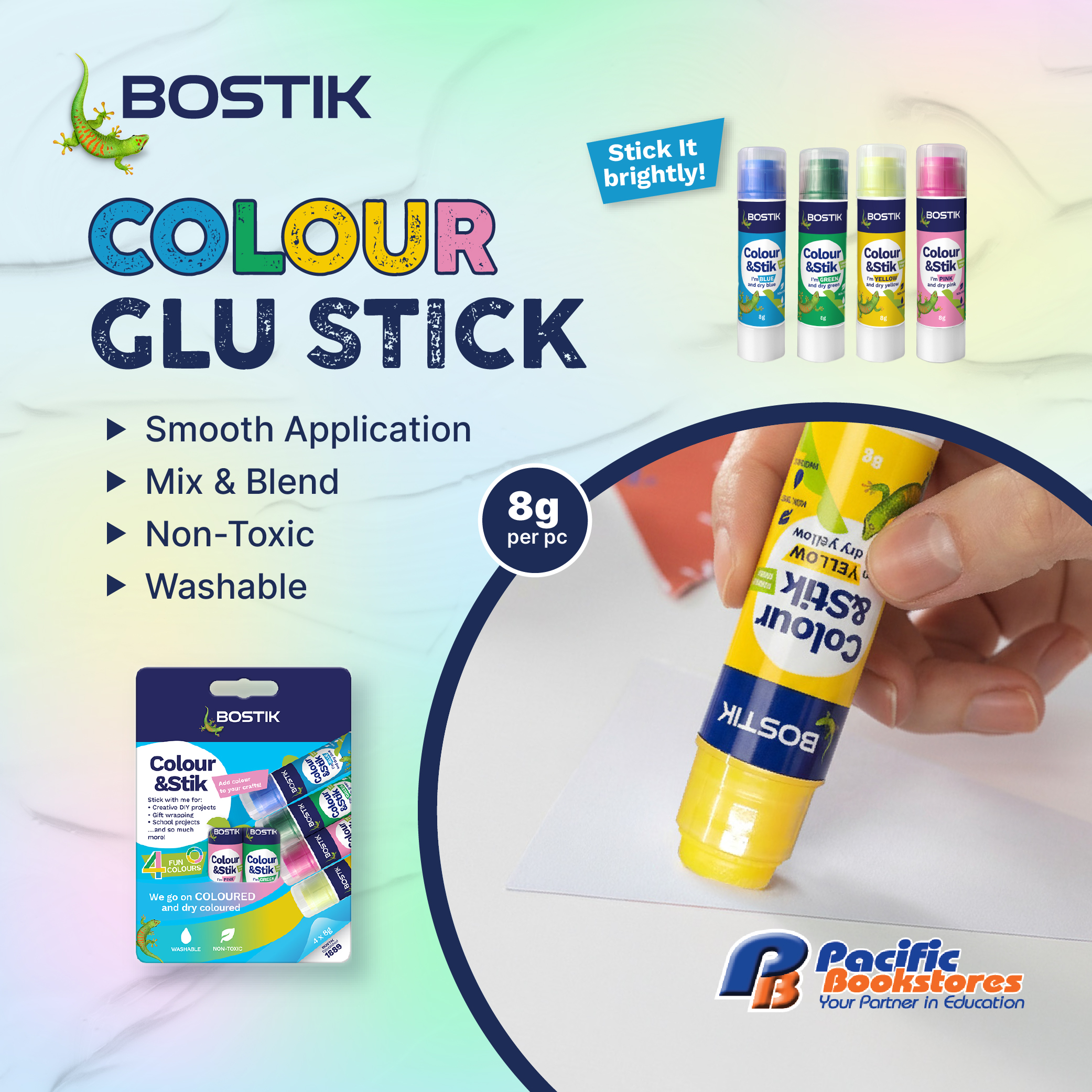 Bostik Colour Glue Sticks 4 Colours 8g