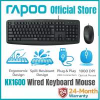 RAPOO NX1600 Wired Keyboard & Mouse Combo | Spill-Resistant Keyboard | 1000DPI Optical Mouse | USB Plug & Play