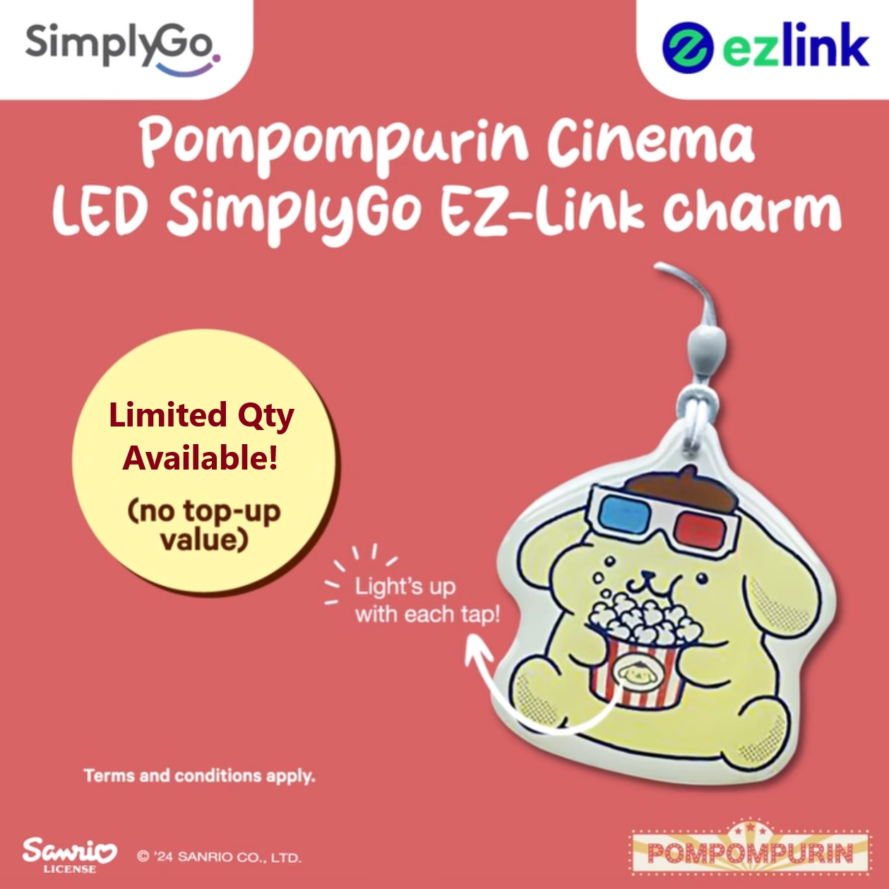 Limited Edition - Sanrio Characters Kuromi Hello Kitty My Melody Twin Stars Cinnamoroll LED Plushie EZ-Link Charm EZLink Card (Lazada Exclusive) Ez Link Card (While Stock Lasts!)!