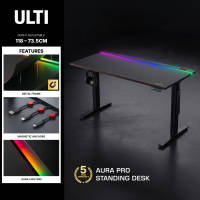 ULTI Aura Pro RGB Metal Standing Desk | Height Adjustable | Integrated RGB Lighting | Magnetic Cable Management