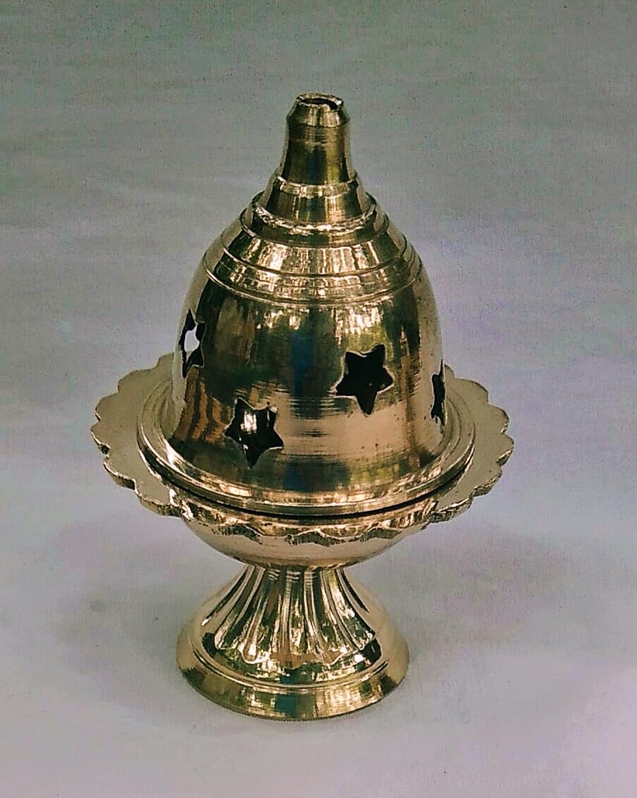 Traditional Brass Nandha Vilakku With Lid/Deepak Diya on Stand/Oil Lamp With Cap{akhand diya}