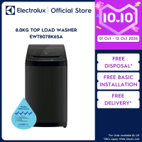 Electrolux 8kg Top Load Washer EWT8078K6SA Fuzzy Logic Quick Wash Soft-Closing Lid | 2y Warranty