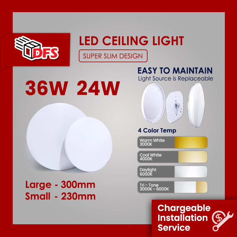 DFS LED LIGHT Local Warranty ☀ Super Slim☀ Ceiling Light 24W/36W with Premium LED Magnetic Plate [Complete Set ]