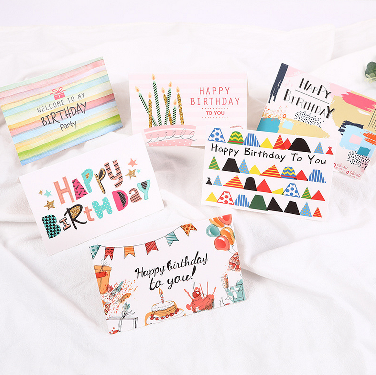 [SG seller] 6 pcs Set Birthday Bronzing Greeting Message Card