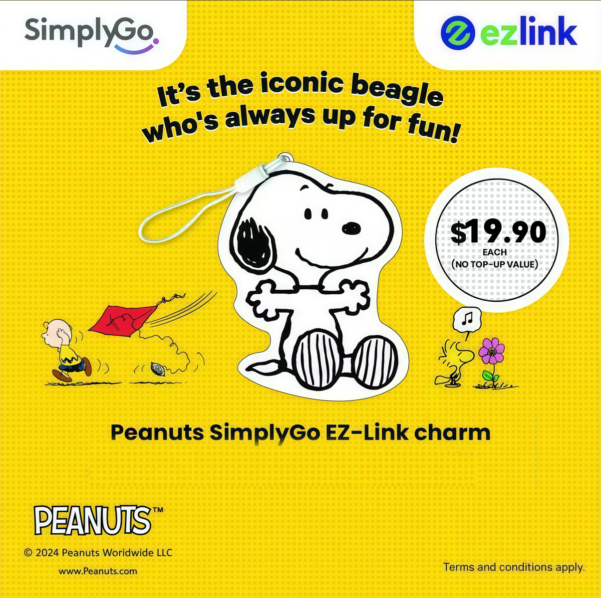 Snoopy EZ-Link Charm/NETS Flashpay Charm Die-Cut (Exp:2031)