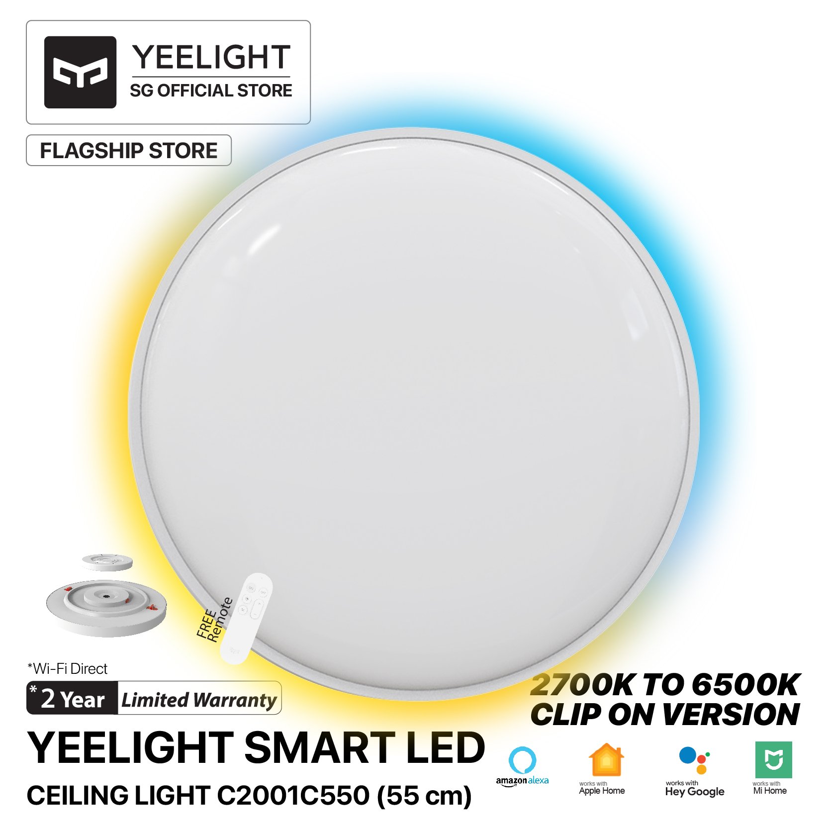 YEELIGHT CEILING LIGHT C2001C550 (55 cm) works with google home and apple homekit