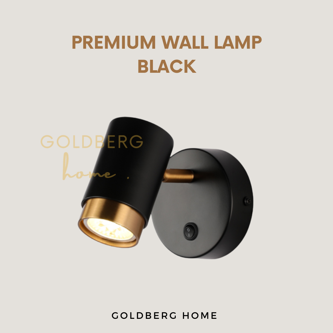 Nacht Luxe Gold rimmed Wall Lamp - Black White Gold - Bedroom light | Goldberg Home