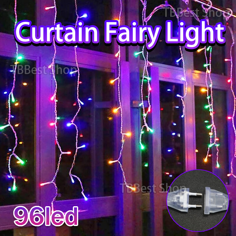 4M 96LED icicle Curtain light Waterproof fairy light Lampu raya Led Light Strip Hari Raya Decoration light Lampu Hiasan Outdoor Led Strip Lighting