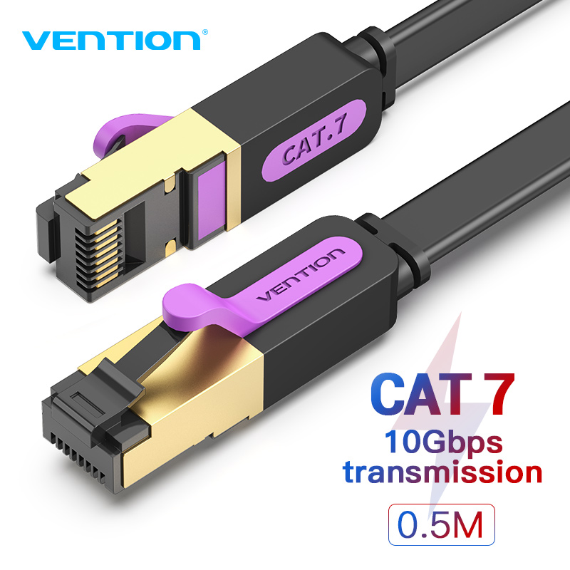 【COD】Vention Cáp Ethernet Cat7 Cáp mạng Lan phẳng tốc độ cao Cáp mạng STP Cat 7 RJ45 10Gbps Cáp vá dây cho Modem Router PC Mac Máy tính xách tay XBox Cáp Internet máy tính 1M 2M 3M 5M 10M 20M 30M