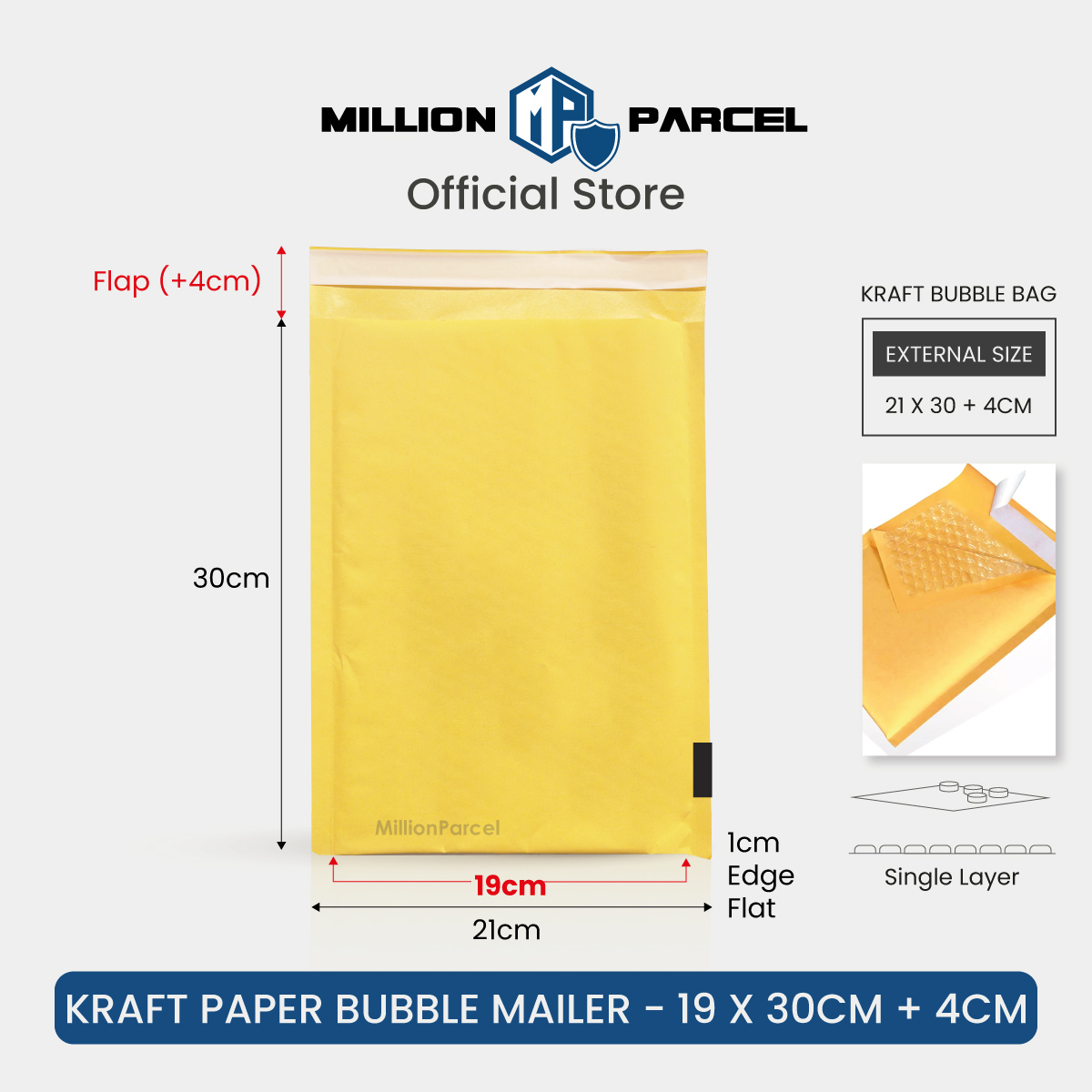 MillionParcel Kraft Paper Bubble Mailer | Bubble Envelope | Padded Envelope | Bubble Wrap Envelope