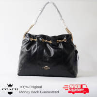 Coach Outlet Evelyn 34 Series Hobo Bag for Women Black with Chain Shoulder Strap