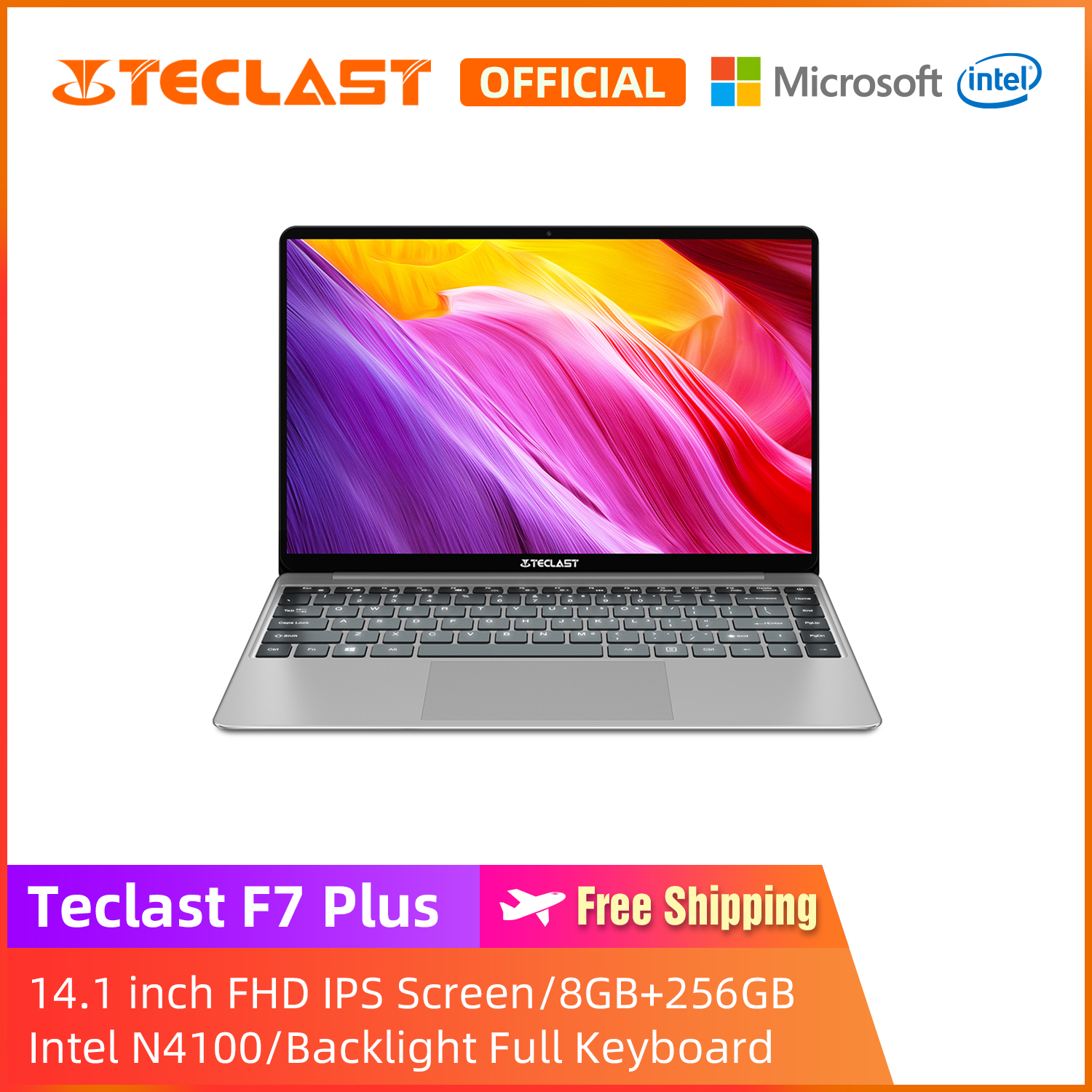 【Teclast Official】F7 Plus Laptop/14.1 inch FHD IPS Screen/Intel Gemini Lake N4100 CPU/Windows 10/8GB RAM+256GB SSD/Dual Band WiFi