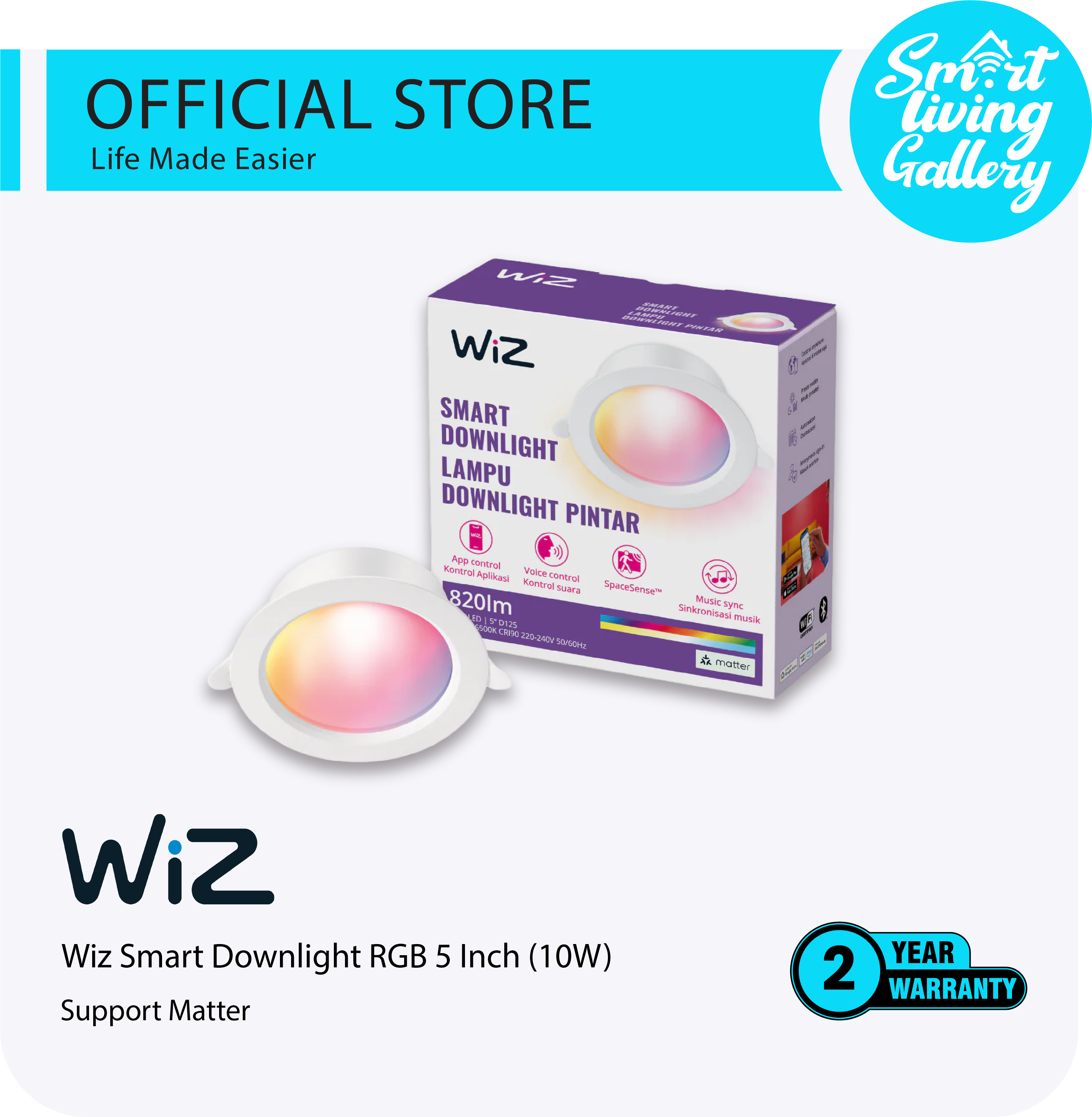 Wiz Smart Downlight RGB 5 Inch -10W