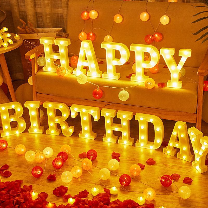 LED Letter Lights MARRY ME HAPPY BIRTHDAY I LOVE YOU | Romantic Party Decor