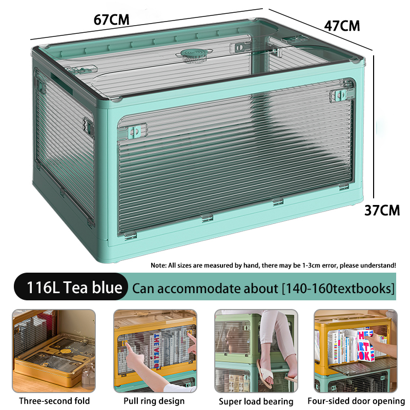 Foldable box foldable organizer 28L/40L/56L/86L/116L /143L/Heighten 5 side open box stackable storage box