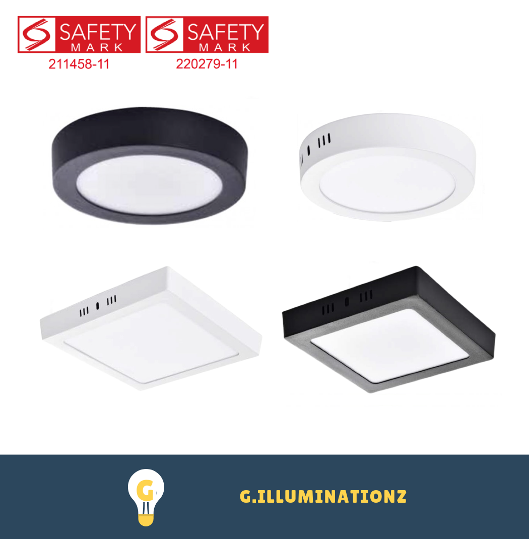 LUZ 12W / 18W / 24W Surface Mount LED Panel Ceiling Light 3000K / 4000K / 6000K / Tri Tone