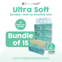 [Single Product Bundle] Cloversoft Plant-Based Unbleached Bamboo Tissues  - Compact Kitchen Pocket Toilet Paper Facial Tissue
