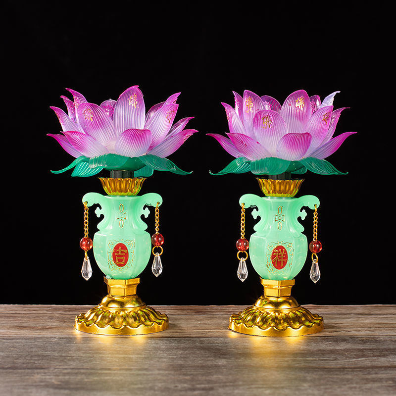 Jade Vase Lotus Lamp Buddha Headlight for Buddha Lamp Everlight Guanyin Light Electric Candle Light Plug-in-152c4c8b