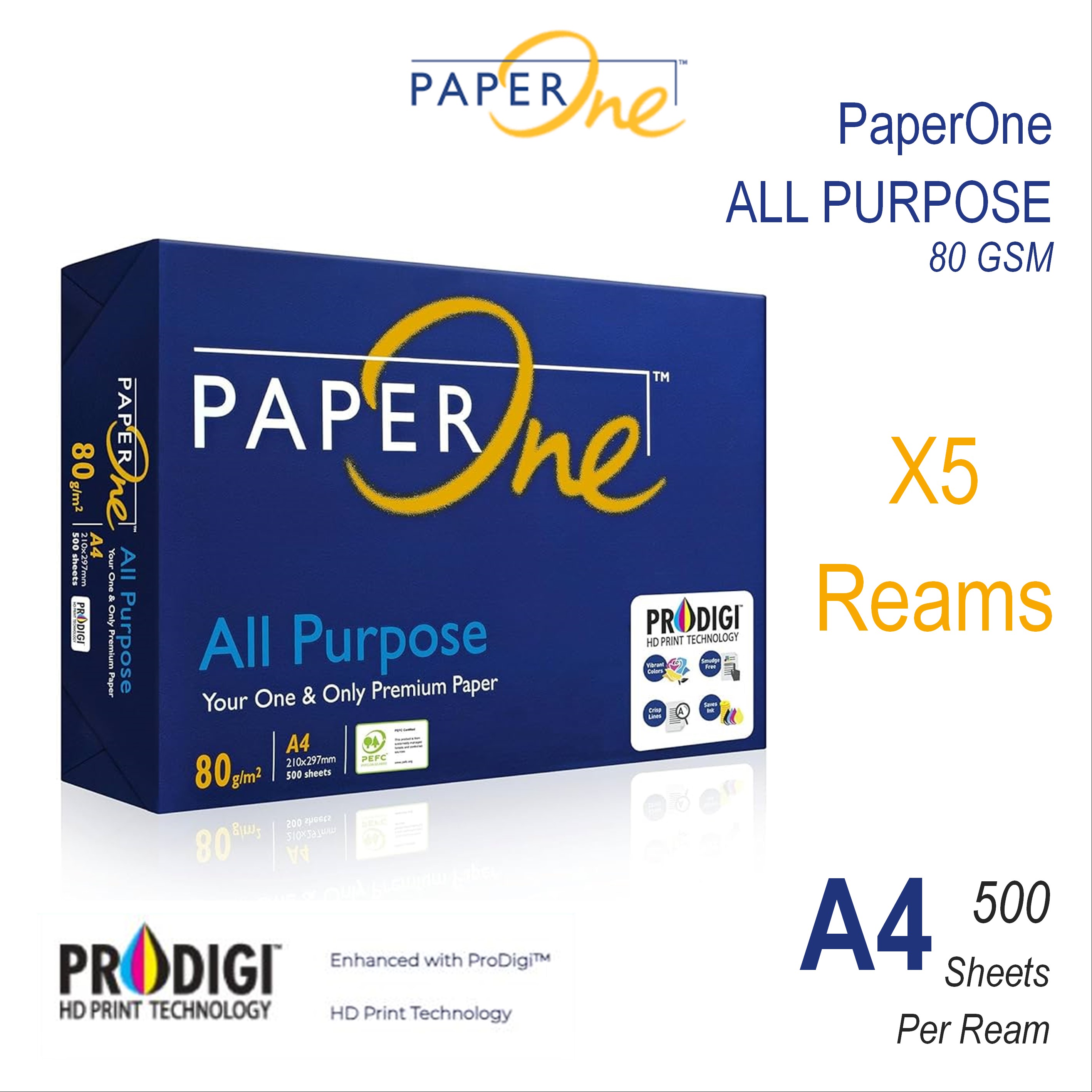 PaperOne All Purpose Office Printing Paper Copier Copying Paper A4 80gsm