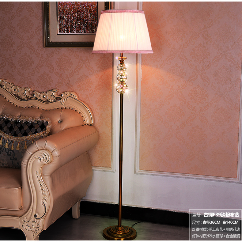 Standing Lamp Bedroom Floor Lamp Living Room Stand Lamp Light Standing Lamp Nordic Rear Floor K9 Crystal Pendant Bead Curtain Remote Control Dimmer Switch