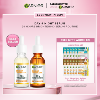 [24 HOUR ACTION DOUBLE BRIGHTENING POWER] Garnier Bright Complete Vitamin C Day & Night Serum Duo - Skincare