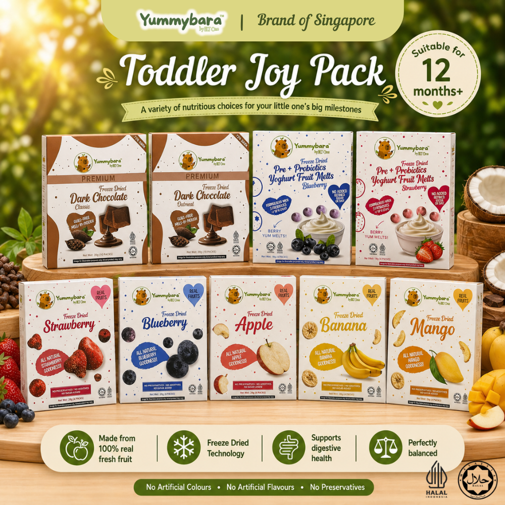 [Bundle] Yummybara Toddler Joy Pack 12M+ | Freeze Dried Fruits | Dark Chocolate | Yogurt Melts (Halal Certified)