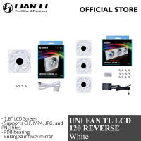 LIAN LI UNI FAN TL LCD 120 Reverse LED fan for desktop casing 1.6” LCD Screen 1pcs | 3 pcs w controller pack (Black/ White) [LL 4048 LL 4049 LL 4044 LL 4045]