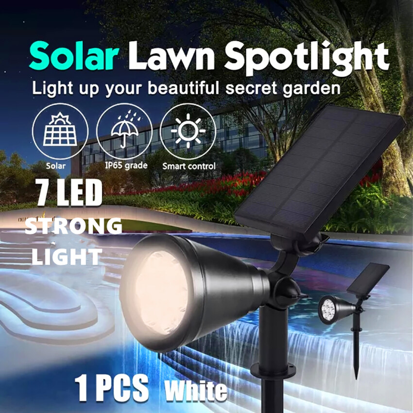Vimite 4LED Solar Lawn Light Outdoor Waterproof Garden Spotlight Power Floodlight for Courtyard Pathway Fence Landscape Warm White