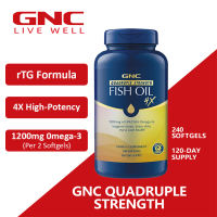 Gnc QUADRUPLE Strength Fish Oil 240 Softgels Omega3 Supplement Omega-3s Supports heart brain skin eye& joint health