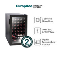 EuropAce 33 Bottles Wine Chiller  | EWC1331S | 3 Layer Anti-UV  Seamless Glass Door Recessed Handle Optional Wooden Shelves