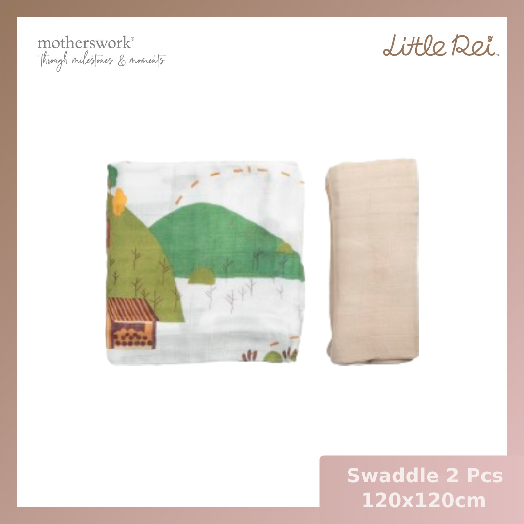 Little Rei Bamboo Muslin Swaddle Blanket 120cm x 120cm Pack Of 2 - 0M+