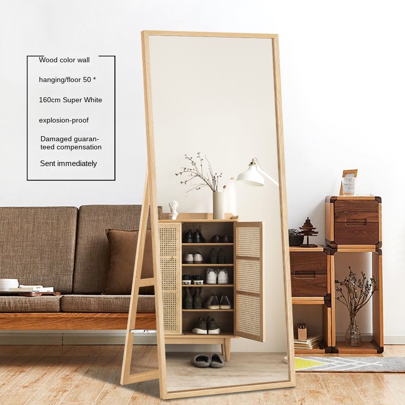 （Ships within 24 hours）Floor & Full Length Mirrors Floor Standing Full Length Mirror Wooden Framed with Stand Rustic Wall Mounted or Leaning Mirror for Bedroom Living Room Dressing Room Large size