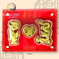 Gorudo Jewellery 999 Pure Gold 1G Gold Blessing Married (喜结良缘) Ornament with Box