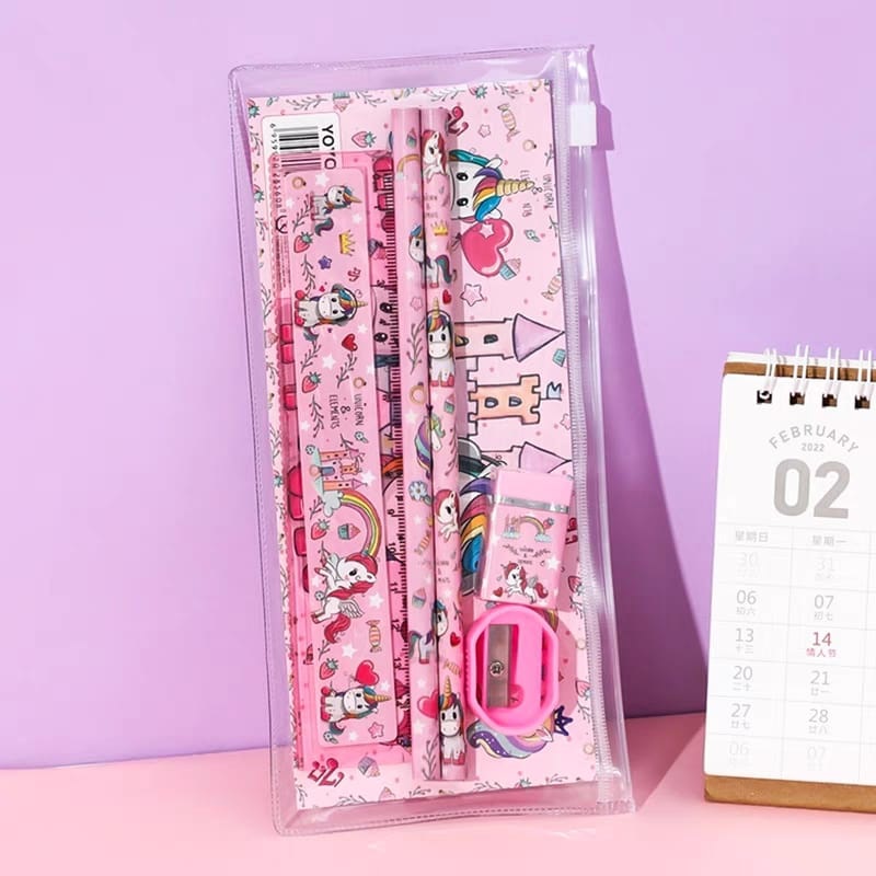 ✨💖 WHOLESALES ✨💖 6 in 1 Cartoon Stationary Set l Frozen Sea Animals Dinosaur Spiderman Space Unicorn Zipper Case Goodie Bag Party Favors l Birthday Party Bags Celebration Gifts l Kids Children School Stationary Pencil Ruler Sharpener School Sets Accesso