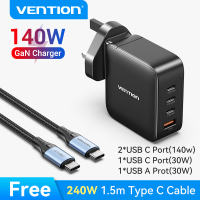 Vention 140W GaN Charger Fast Charging station PD3.1 multi port for apple iphone 18 17 16 15 14 13 Pro iPad Macbook laptop Samsung Xiaomi Huawei travel usb c plug Phone Wall Chargers Adapter