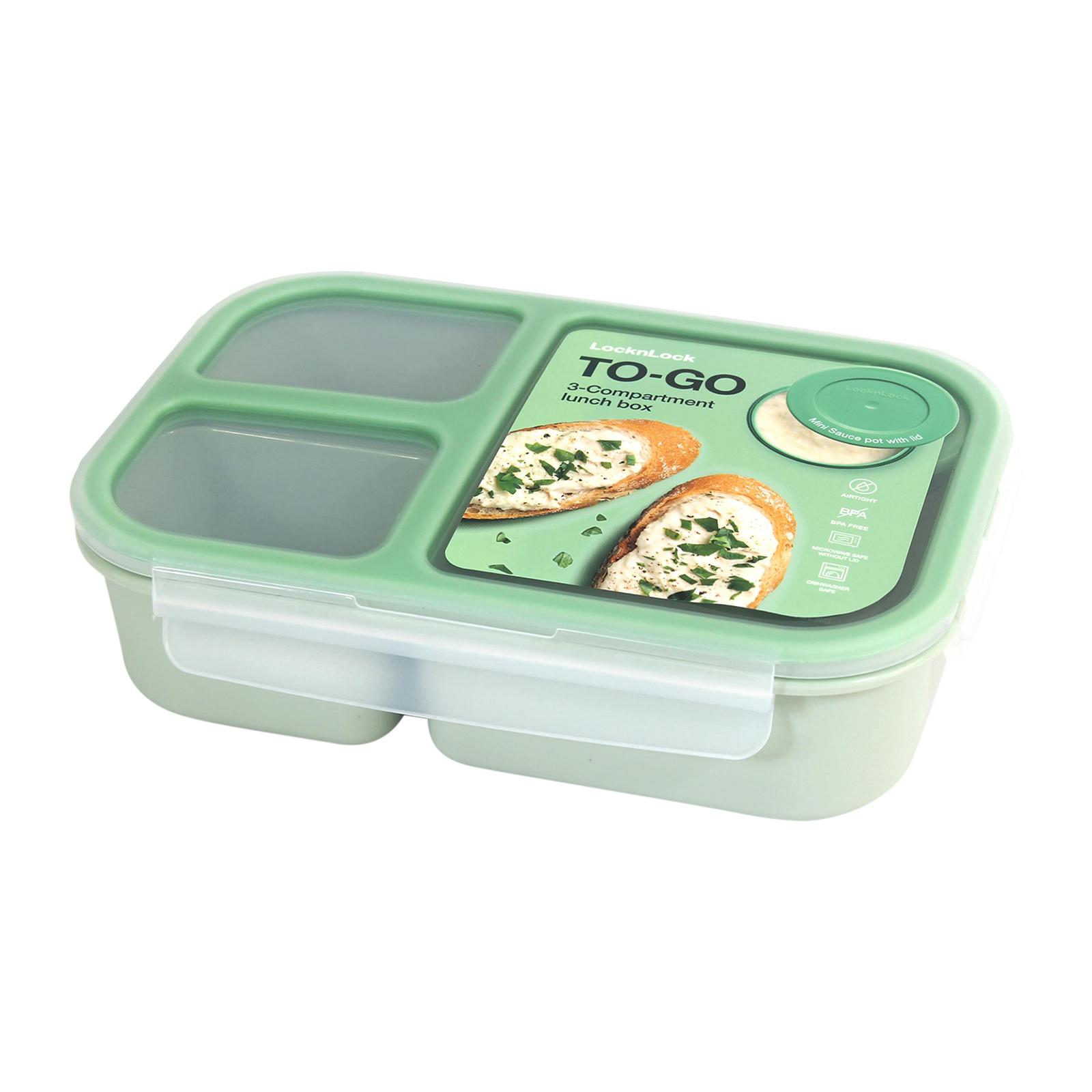Locknlock TO GO Mint 3 Compartment lunch box 980ml | Lazada Singapore