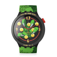 Shenron X Swatch (SB01Z102) Black Quartz 47mm Silicone Strap Watch