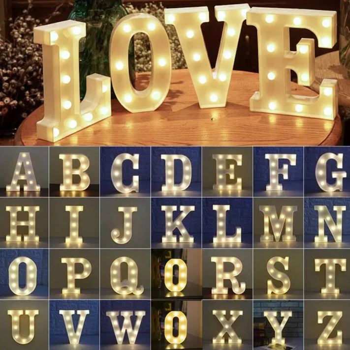 [Local Seller] LED Light Alphabet Letters Wedding Party Proposal Display Letter PLASTIC