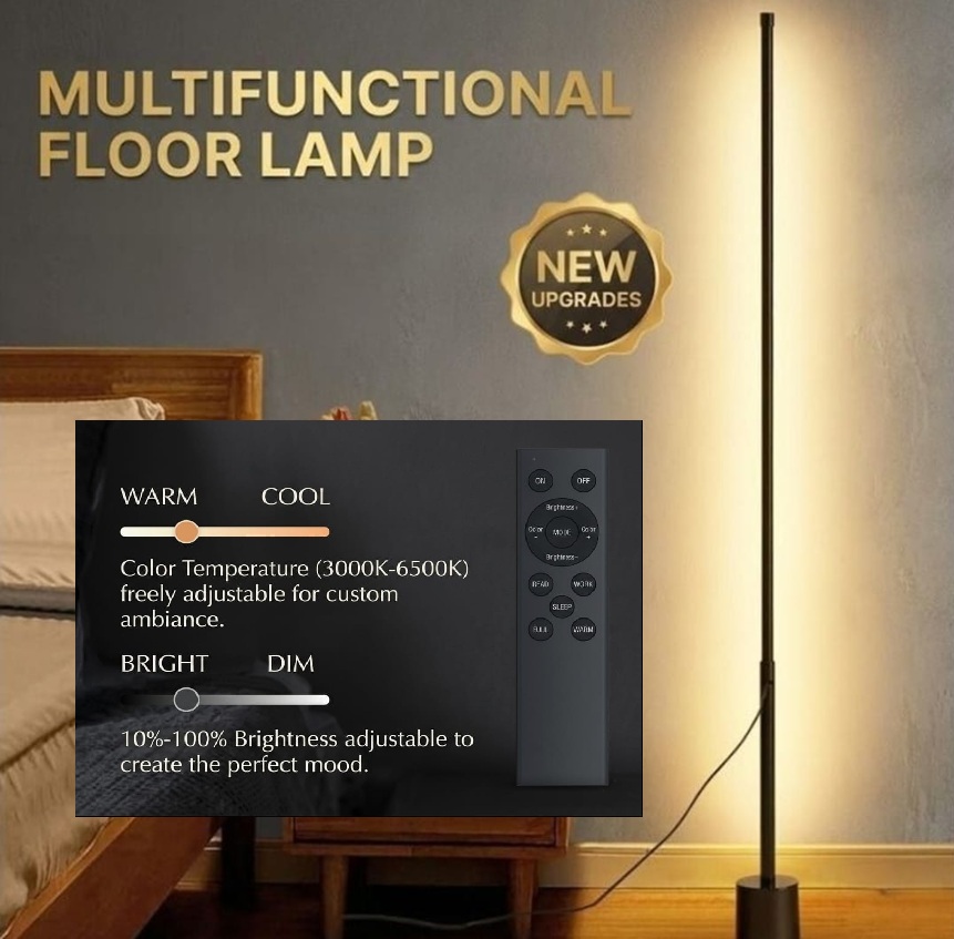 [SG] 160CM / 180CM Modern Nordic LED Floor Lamp: Minimalist Standing Light for Living Room Bedroom & Study. Sleek Night Lighting