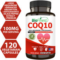 Biofinest COQ10 Coenzyme Q10 100mg Supplement - Rapid Release & Absorption Non-GMO - Antioxidant Supplement For Healthy Heart Skin Care Immune System Energy Metabolism - Made in USA (120 Veg. capsules)