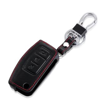 Fit for Ford Focus 2 Ecosport Fiesta Mondeo Ecosport Kuga black Leather key chain ring cover