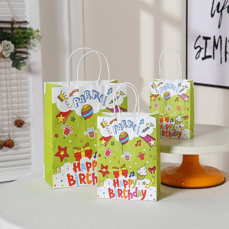 [SG] Big Size Birthday Paper Bag Kids Birthday goodie bag High Quality Kraft Paperbag birthday party childrens day present